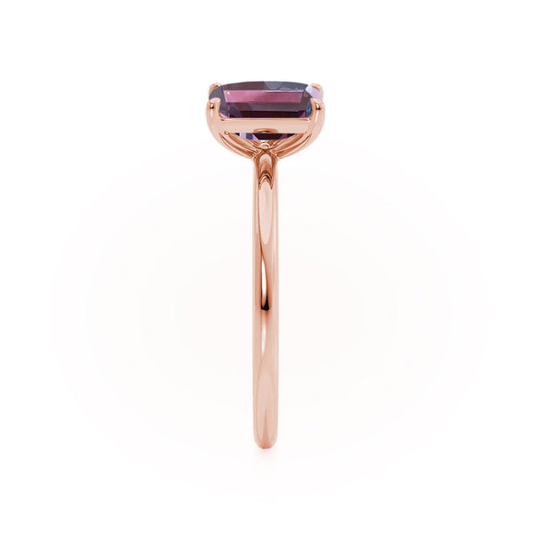 COMET - Toi Et Moi Chatham® Alexandrite Emerald & Lab Diamond Pear Cut Ring 18k Rose Gold