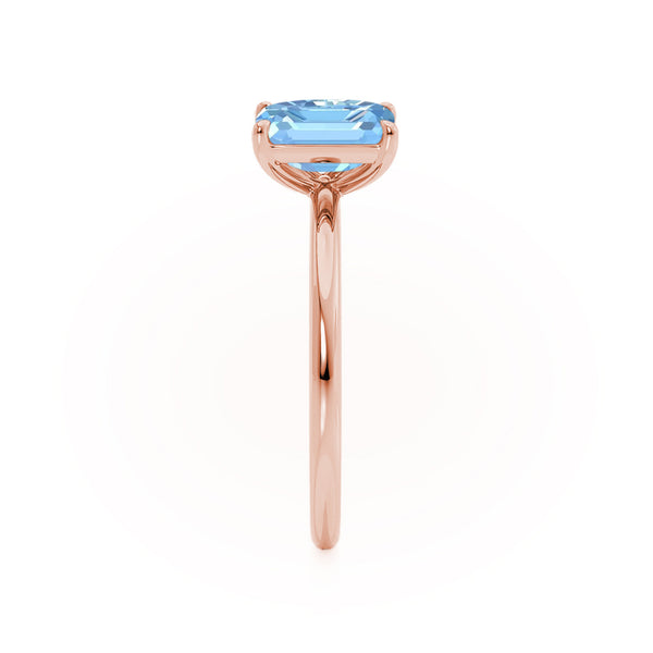 COMET - Toi Et Moi Chatham® Aqua Spinel Emerald & Lab Diamond Pear Cut Ring 18k Rose Gold