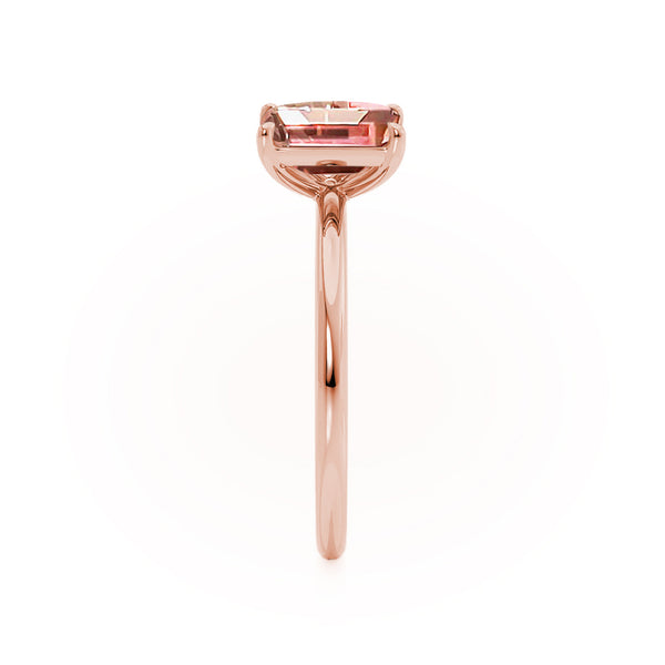 COMET - Toi Et Moi Chatham® Champagne Sapphire Emerald & Lab Diamond Pear Cut Ring 18k Rose Gold
