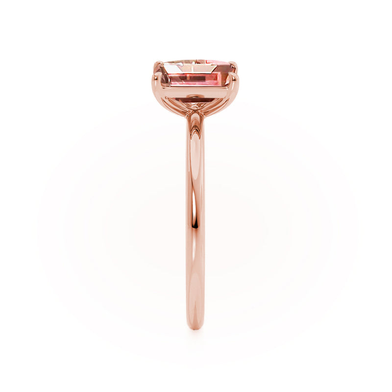 COMET - Toi Et Moi Chatham® Champagne Sapphire Emerald & Lab Diamond Pear Cut Ring 18k Rose Gold