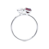 COMET - Toi Et Moi Chatham® Alexandrite Emerald & Lab Diamond Pear Cut Ring 950 Platinum