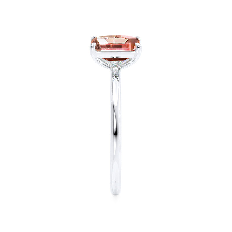 COMET - Toi Et Moi Chatham® Champagne Sapphire Emerald & Lab Diamond Pear Cut Ring 950 Platinum