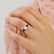 LEANORA - Round Aqua Spinel 18k Rose Gold Trilogy Engagement Ring Lily Arkwright