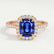 DARLEY - Blue Sapphire Elongated Cushion Micro Pavé 18k Rose Gold Halo