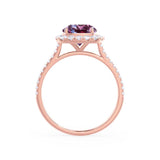 DARLEY - Alexandrite Elongated Cushion Micro Pavé 18k Rose Gold Halo Engagement Ring Lily Arkwright