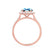 DARLEY - Aqua Spinel Elongated Cushion Micro Pavé 18k Rose Gold Halo Engagement Ring Lily Arkwright