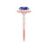 DARLEY - Blue Sapphire Elongated Cushion Micro Pavé 18k Rose Gold Halo Engagement Ring Lily Arkwright