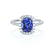 DARLEY - Blue Sapphire Elongated Cushion Micro Pavé 950 Platinum Halo Engagement Ring Lily Arkwright