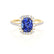 DARLEY - Blue Sapphire Elongated Cushion Micro Pavé 18k Yellow Gold Halo Engagement Ring Lily Arkwright