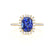 DARLEY - Blue Sapphire Elongated Cushion Micro Pavé 18k Yellow Gold Halo Engagement Ring Lily Arkwright