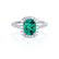 DARLEY - Emerald Elongated Cushion Micro Pavé 18k White Gold Halo Engagement Ring Lily Arkwright