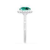 DARLEY - Emerald Elongated Cushion Micro Pavé 18k White Gold Halo Engagement Ring Lily Arkwright