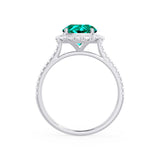 DARLEY - Emerald Elongated Cushion Micro Pavé 950 Platinum Halo Engagement Ring Lily Arkwright