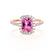 DARLEY - Pink Sapphire Elongated Cushion Micro Pavé 18k Rose Gold Halo Engagement Ring Lily Arkwright