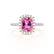 DARLEY - Pink Sapphire Elongated Cushion Micro Pavé 18k Rose Gold Halo Engagement Ring Lily Arkwright