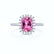 DARLEY - Pink Sapphire Elongated Cushion Micro Pavé 18k White Gold Halo Engagement Ring Lily Arkwright