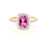 DARLEY - Pink Sapphire Elongated Cushion Micro Pavé 18k Yellow Gold Halo Engagement Ring Lily Arkwright