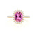 DARLEY - Pink Sapphire Elongated Cushion Micro Pavé 18k Yellow Gold Halo Engagement Ring Lily Arkwright