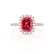 DARLEY - Ruby Elongated Cushion Micro Pavé 18k Rose Gold Halo Engagement Ring Lily Arkwright