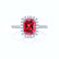 DARLEY - Ruby Elongated Cushion Micro Pavé 950 Platinum Halo Engagement Ring Lily Arkwright