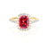 DARLEY - Ruby Elongated Cushion Micro Pavé 18k Yellow Gold Halo Engagement Ring Lily Arkwright