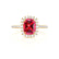 DARLEY - Ruby Elongated Cushion Micro Pavé 18k Yellow Gold Halo Engagement Ring Lily Arkwright