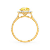 DARLEY - Yellow Sapphire Elongated Cushion Micro Pavé 18k Yellow Gold Halo Engagement Ring Lily Arkwright