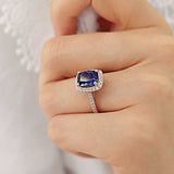 DARLEY - Champagne Sapphire Elongated Cushion Micro Pavé 950 Platinum Halo Engagement Ring Lily Arkwright