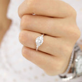 DELILAH - Chatham® Round Emerald 18k Rose Gold Shoulder Set Ring