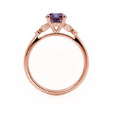 DELILAH - Round Alexandrite 18k Rose Gold Shoulder Set Ring Engagement Ring Lily Arkwright