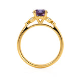 DELILAH - Round Alexandrite 18k Yellow Gold Shoulder Set Ring Engagement Ring Lily Arkwright