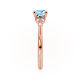 DELILAH - Round Aqua Spinel 18k Rose Gold Shoulder Set Ring Engagement Ring Lily Arkwright