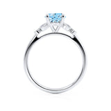 DELILAH - Round Aqua Spinel 950 Platinum Shoulder Set Ring Engagement Ring Lily Arkwright