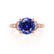 DELILAH - Round Blue Sapphire 18k Rose Gold Shoulder Set Ring Engagement Ring Lily Arkwright