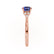 DELILAH - Round Blue Sapphire 18k Rose Gold Shoulder Set Ring Engagement Ring Lily Arkwright