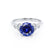 DELILAH - Round Blue Sapphire 18k White Gold Shoulder Set Ring Engagement Ring Lily Arkwright