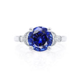 DELILAH - Round Blue Sapphire 950 Platinum Shoulder Set Ring Engagement Ring Lily Arkwright