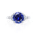 DELILAH - Round Blue Sapphire 18k White Gold Shoulder Set Ring Engagement Ring Lily Arkwright