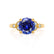 DELILAH - Round Blue Sapphire 18k Yellow Gold Shoulder Set Ring Engagement Ring Lily Arkwright
