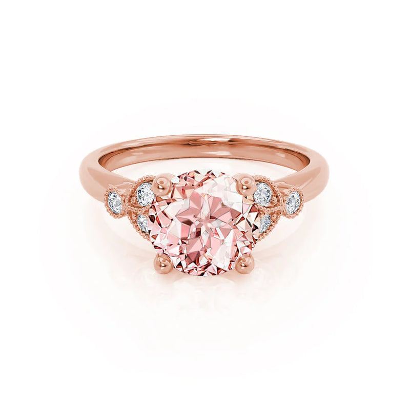 DELILAH - Ready to Ship 0.98ct Round Champagne Sapphire 18k Rose Gold Shoulder Set