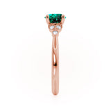 DELILAH - Round Emerald 18k Rose Gold Shoulder Set Ring Engagement Ring Lily Arkwright