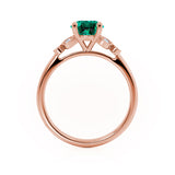 DELILAH - Round Emerald 18k Rose Gold Shoulder Set Ring Engagement Ring Lily Arkwright
