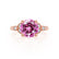 DELILAH - Round Pink Sapphire 18k Rose Gold Shoulder Set Ring Engagement Ring Lily Arkwright