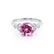 DELILAH - Round Pink Sapphire 18k White Gold Shoulder Set Ring Engagement Ring Lily Arkwright