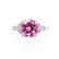 DELILAH - Round Pink Sapphire 18k White Gold Shoulder Set Ring Engagement Ring Lily Arkwright