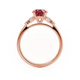 DELILAH - Round Ruby 18k Rose Gold Shoulder Set Ring Engagement Ring Lily Arkwright