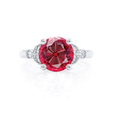 DELILAH - Round Ruby 18k White Gold Shoulder Set Ring Engagement Ring Lily Arkwright