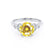 DELILAH - Round Yellow Sapphire 950 Platinum Shoulder Set Ring Engagement Ring Lily Arkwright