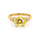 DELILAH - Round Yellow Sapphire 18k Yellow Gold Shoulder Set Ring Engagement Ring Lily Arkwright