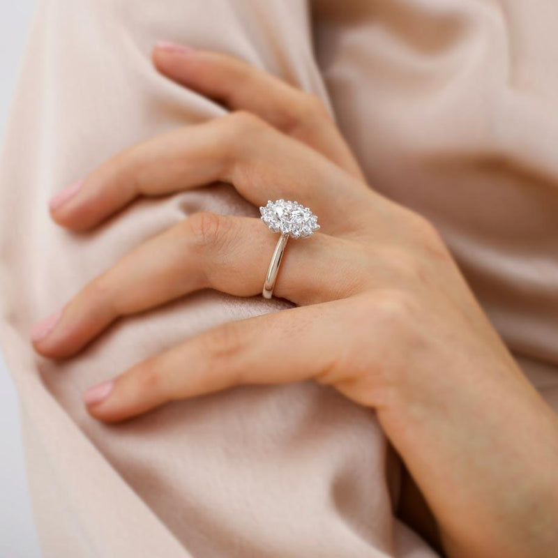 DIANA - Chatham® Alexandrite & Lab Diamond 950 Platinum Halo Engagement Ring Lily Arkwright